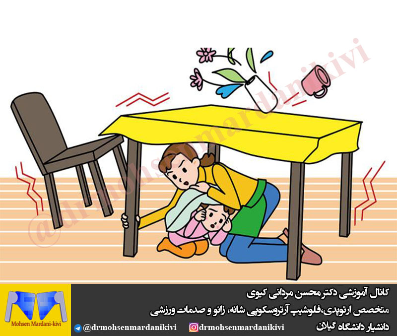 از اقدامات ایمنی حین بروز زلزله⚠️