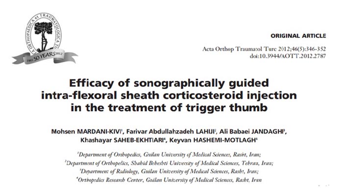 Efficacy of sonographically guided intra-flexoral sheath corticosteroid injection in the treatment of trigger thumb